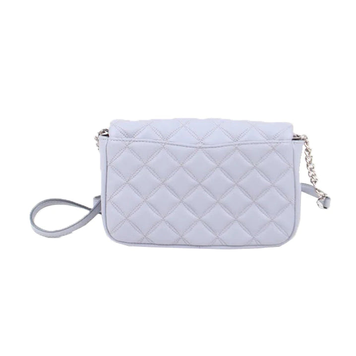 Kate Spade Natalia Quilted Turnlock Flap Crossbody Bag In Brushed Steel