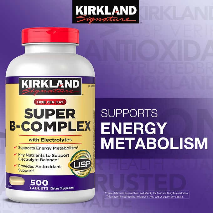 Kirkland Signature Super B-Complex with Electrolytes, 500 Tablets