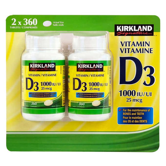 Kirkland Signature Vitamin D3, 1000 IU, 2-packs