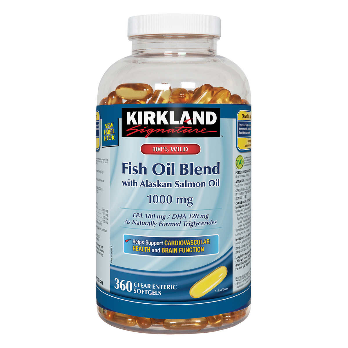 Kirkland Signature Wild Fish Oil with Alaskan Salmon 360 Softgels