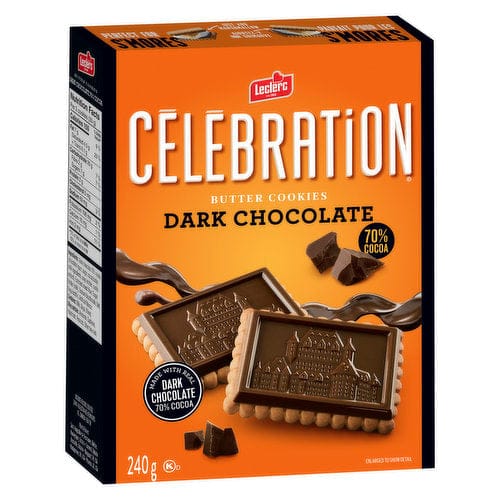 Leclerc Celebration Butter Cookies - 70% Cocao Dark Chocolate - 240g