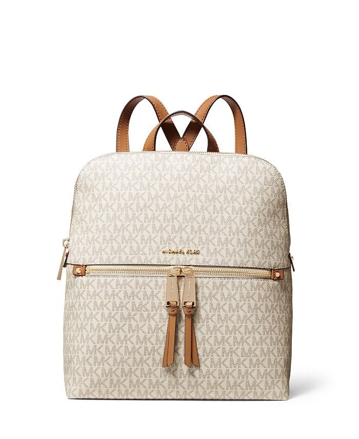 Michael Kors Rhea Zip Medium Slim Signature Backpack - Vanilla