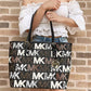 Michael Kors Jet Set Travel Medium Carryall Tote Graffiti Black Graphic MK Logo Multi