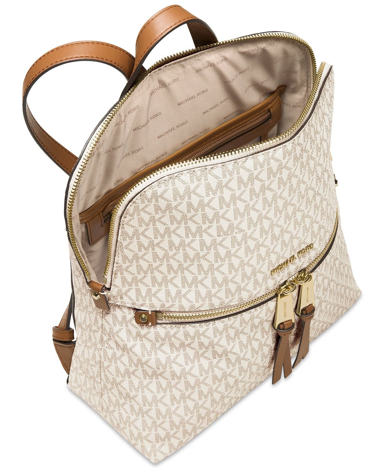 Michael Kors Rhea Zip Medium Slim Signature Backpack - Vanilla