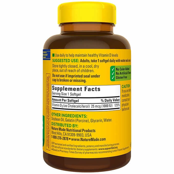Nature Made Vitamin D3 25 mcg., 650 Softgels