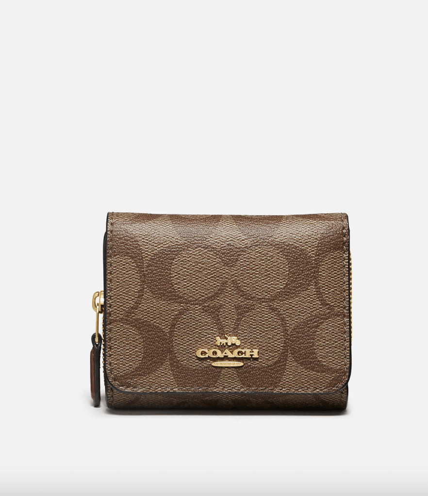 Coach Small Trifold Wallet In Signature Canvas