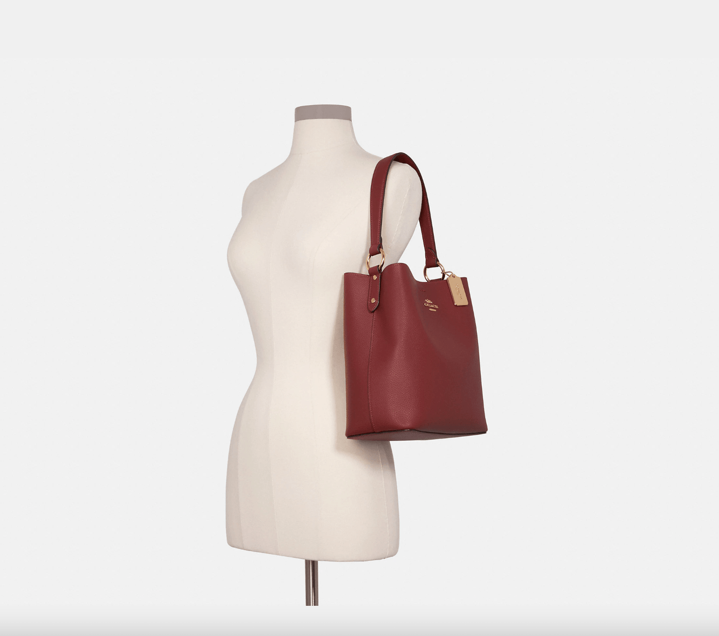 Coach Town Bucket Bag With Stripe Signature Canvas Interior