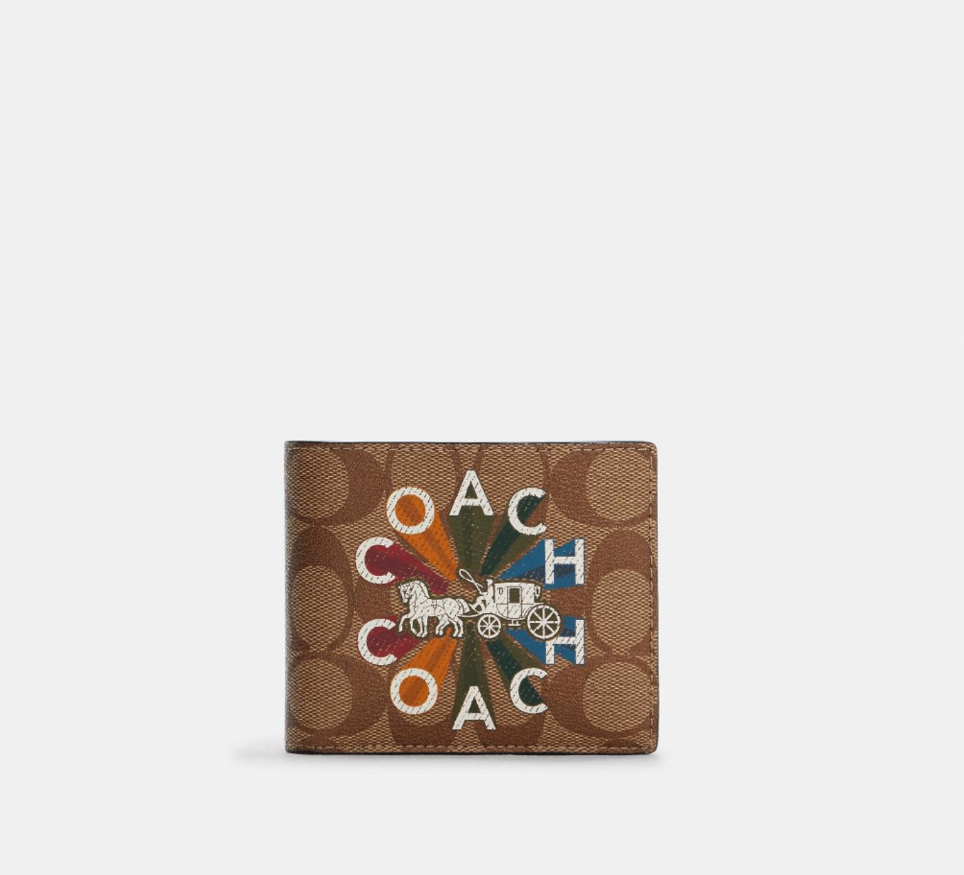 3 In 1 Wallet In Signature Canvas With Coach Radial Rainbow