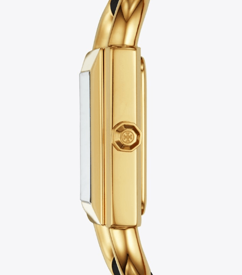 Tory Burch Phipps Watch, Black Leather / Gold-Tone