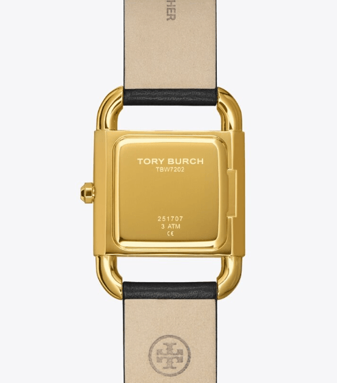 Tory Burch Phipps Watch, Black Leather / Gold-Tone