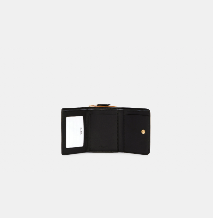 Coach Small Trifold Wallet In Colorblock Signature Canvas With Rivets