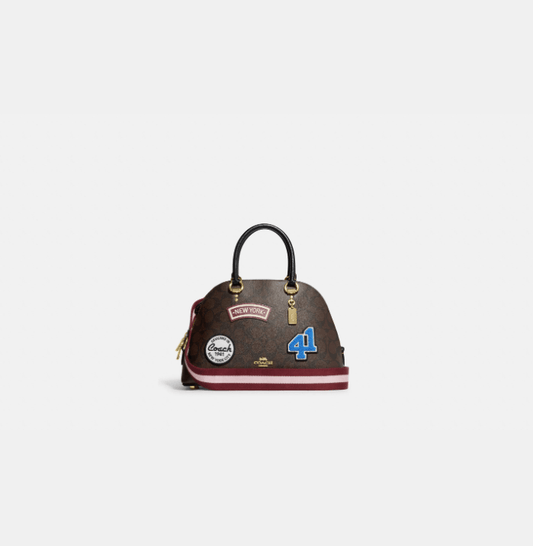 Coach Katy Satchel In Signature Canvas With Ski Patches