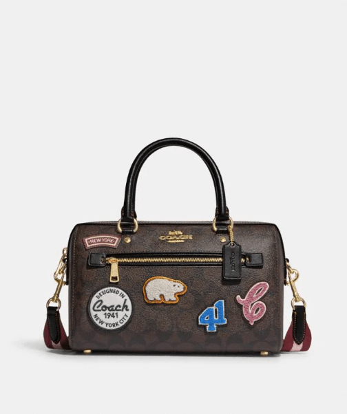 Coach Rowan Satchel In Signature Canvas With Ski Patches