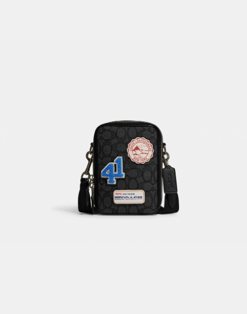 Coach Stanton Crossbody In Signature Jacquard With Ski Patches