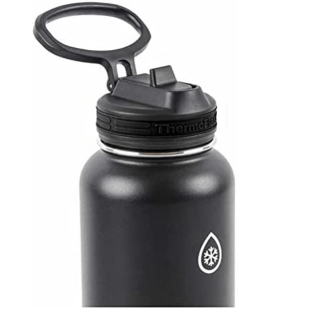 ThermoFlask Spout Straw Bottles, Black & Purple, 40 Ounce (Pack of 2)