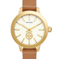 Tory Burch Collins Brown Leather Gold Tone Stainless