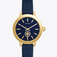 Tory Burch Collins Watch, Navy Leather / Stainless Steal