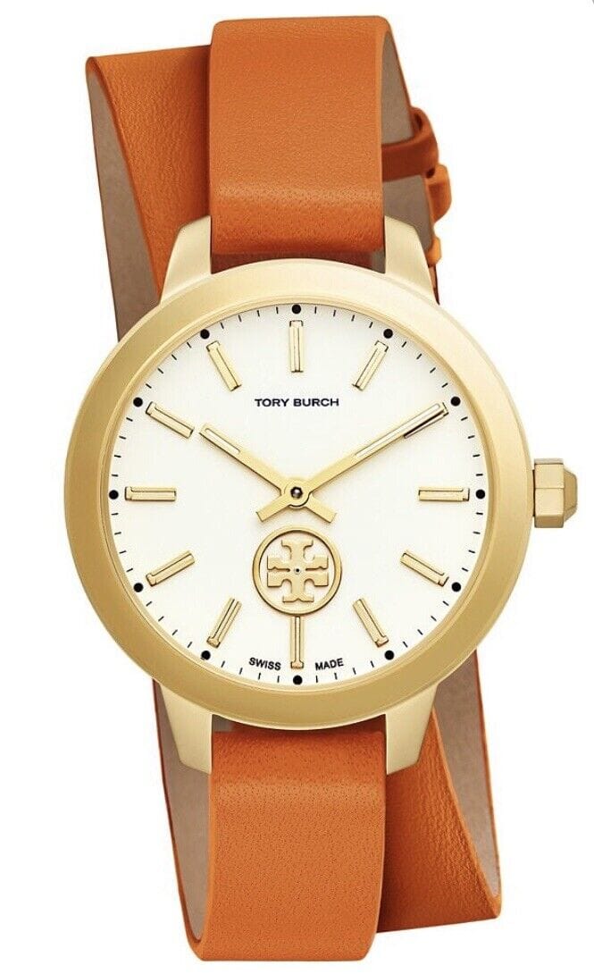 Tory Burch Collins Orange, Double Wrap Gold Case