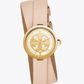 Tory Burch Reva Double-Wrap Watch, Nude Leather / Gold-Tone