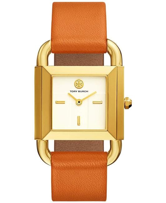 Tory Burch Phipps Watch, Orange Leather / Gold-Tone