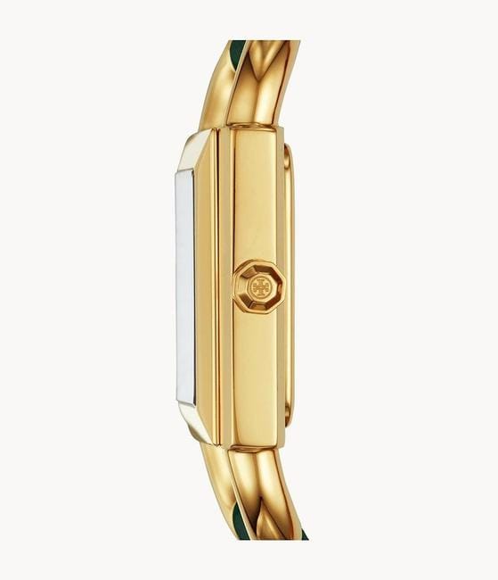 Tory Burch Gold Green Phipps Leather Stainless Steel