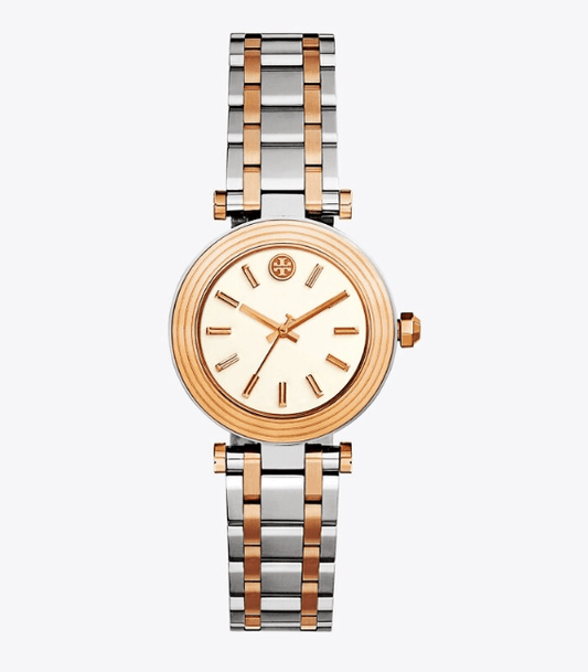 Tory Burch Classic T Watch, Two-Tone Stainless/ Ivory