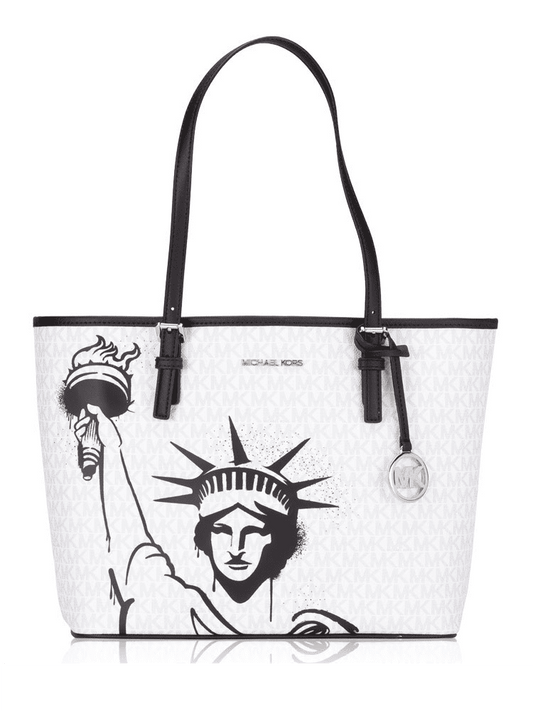 Michael Kors Jet Set Signature NYC Medium Carryall Bright White